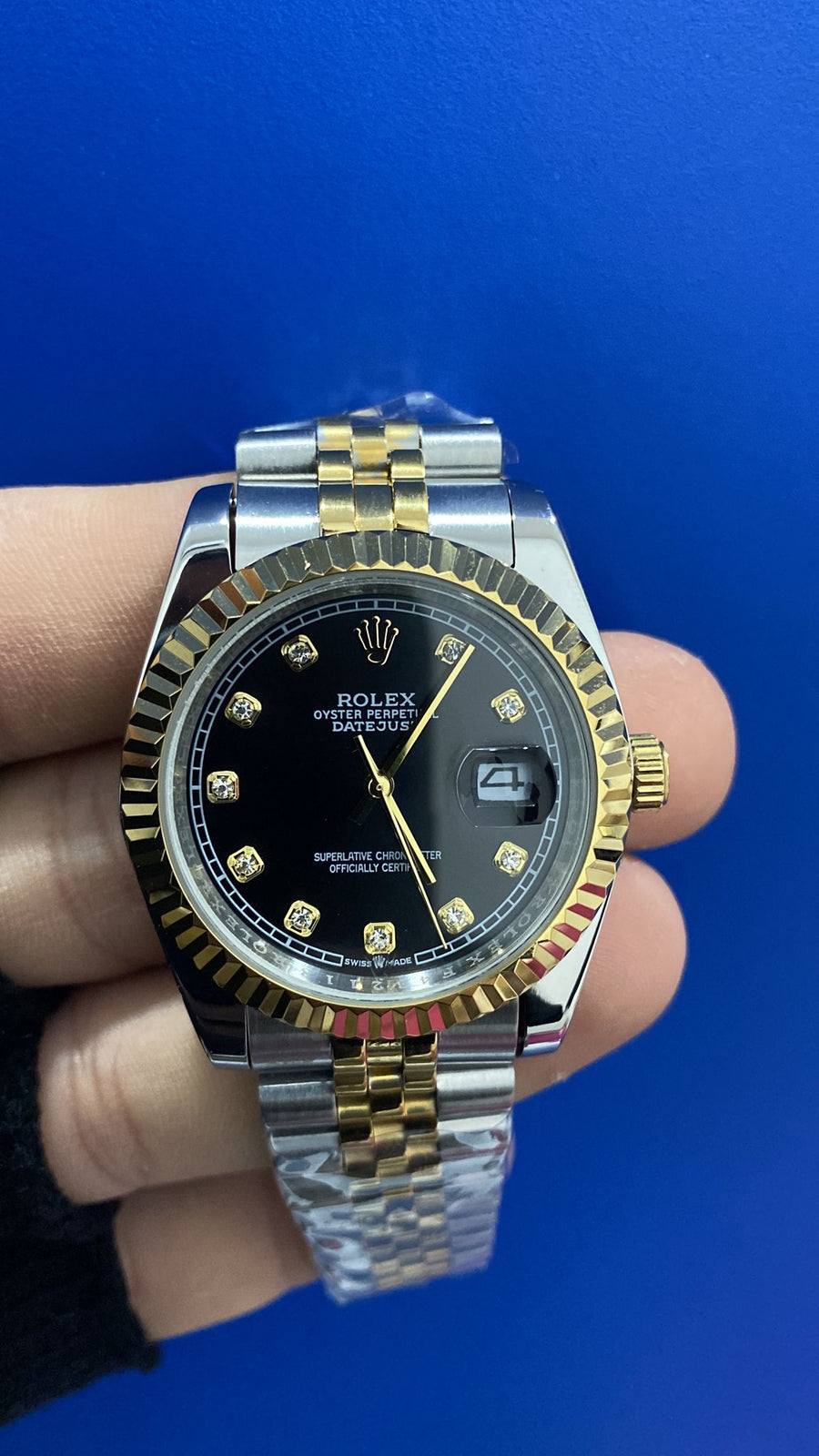 Datejust Acciaio e Oro Nero Diamantato