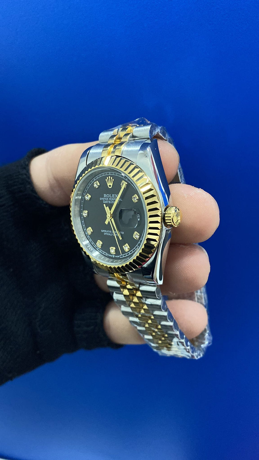 Datejust Acciaio e Oro Nero Diamantato
