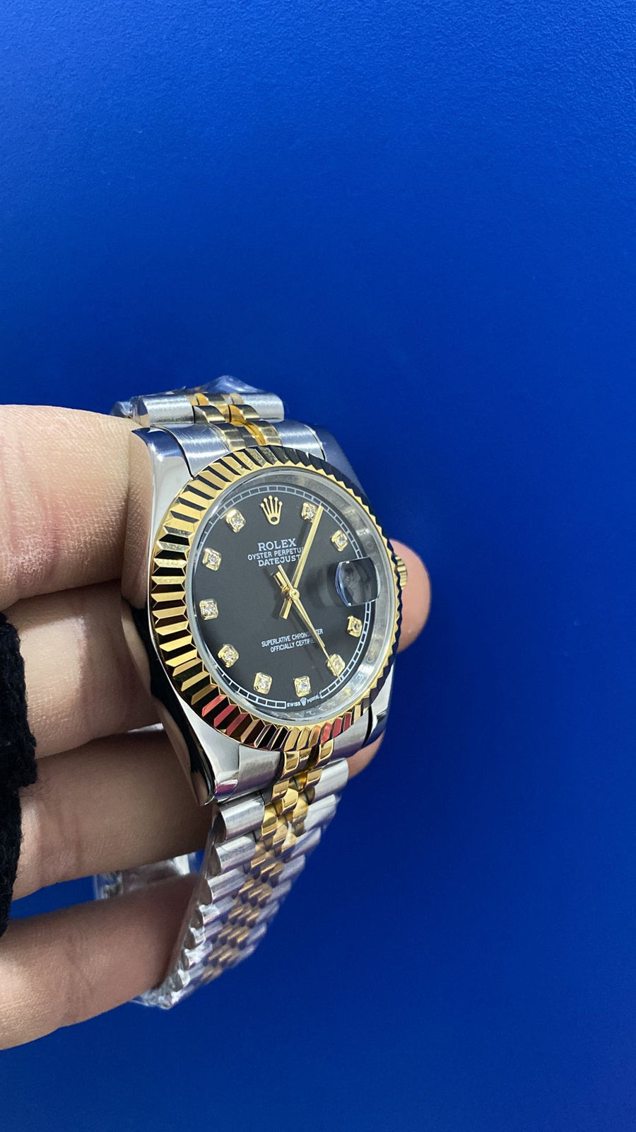 Datejust Acciaio e Oro Nero Diamantato