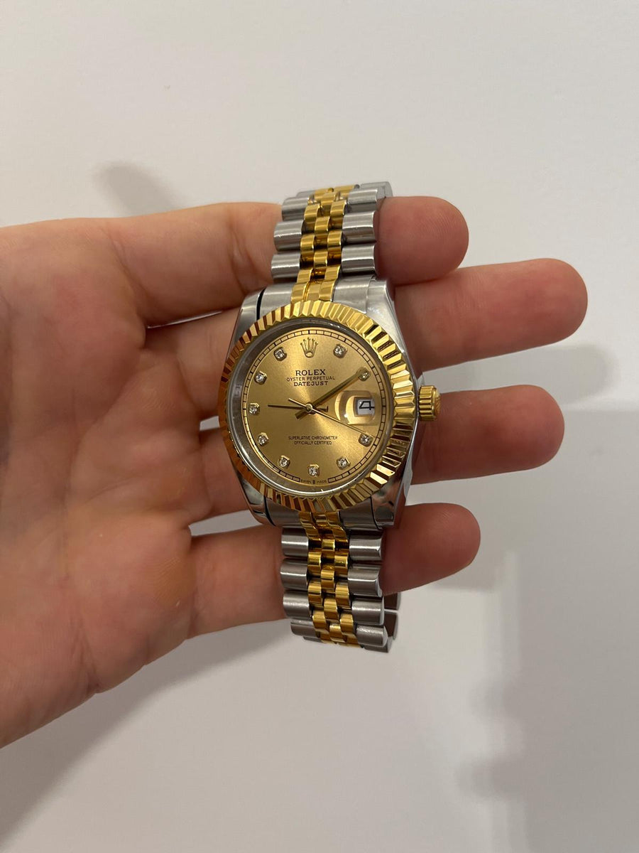 Datejust Acciaio e Oro Champagne Diamantato