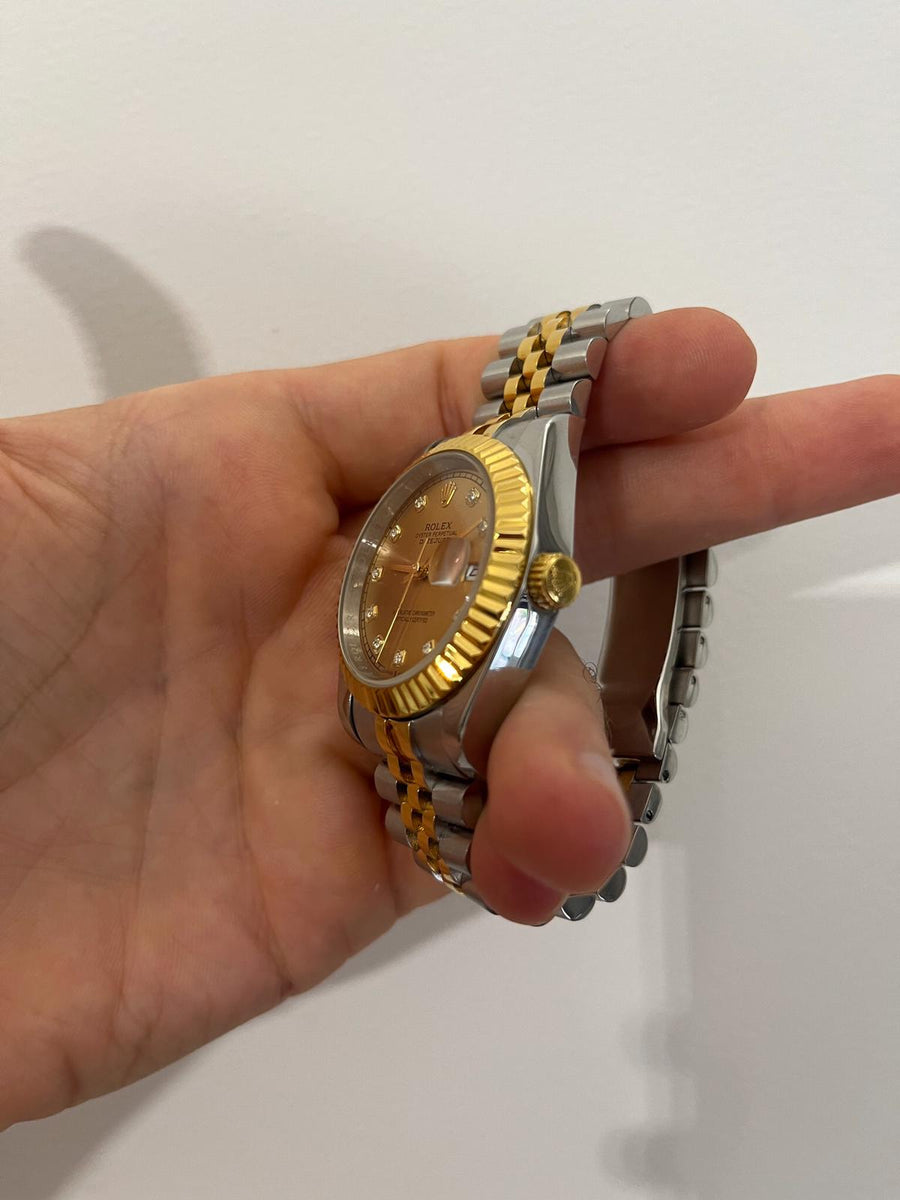 Datejust Acciaio e Oro Champagne Diamantato