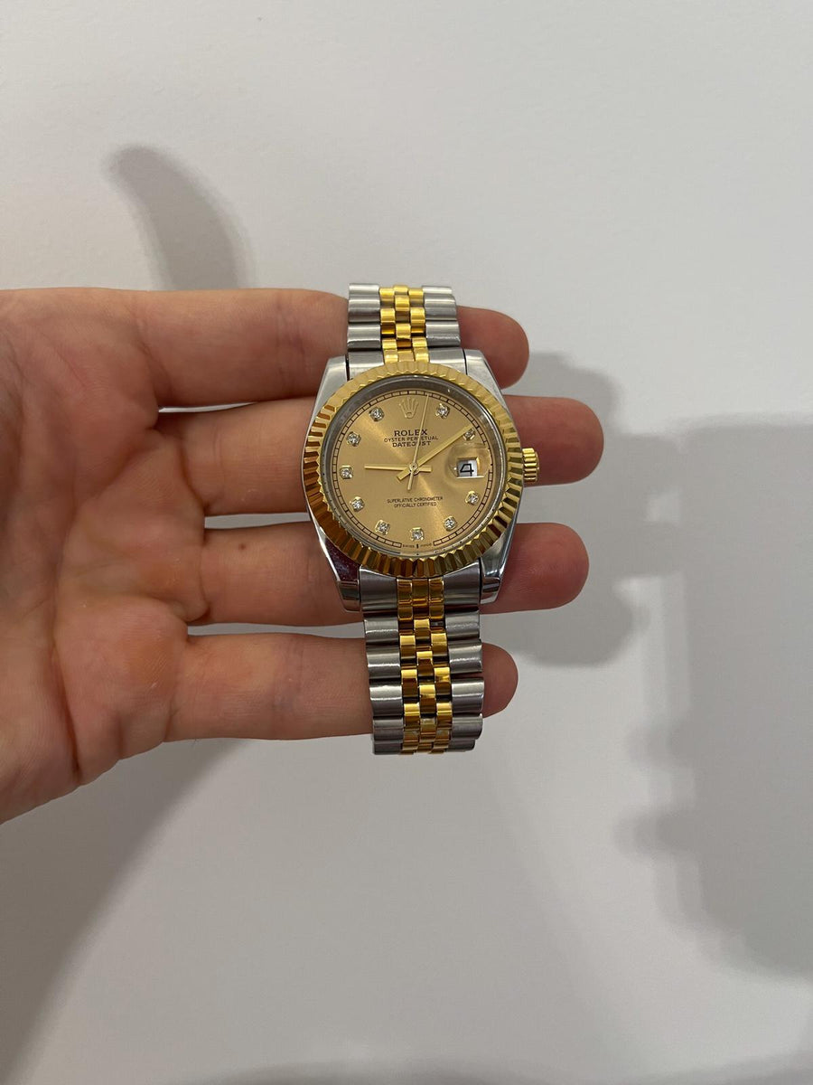 Datejust Acciaio e Oro Champagne Diamantato